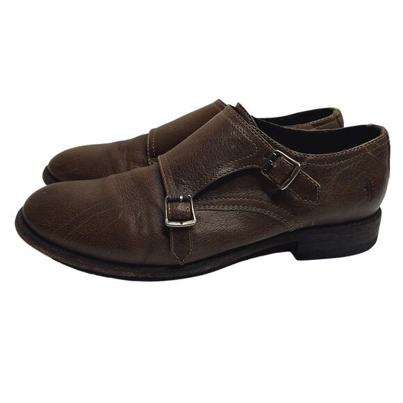 Frye Ethan Double Monk Strap Oxford Loafer Shoes Women's 7.5 Leather Brogues - Picture 1 of 9